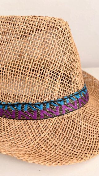 Sombrero de paja nuevo con cinta multicolor