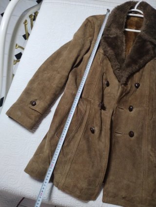Chaqueta de piel y pelo beige