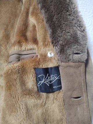 Chaqueta de piel y pelo beige