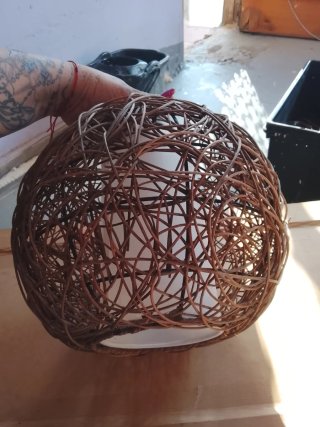 Lámparas de mimbre esféricas (2 unidades)