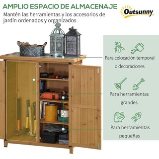 Armario Jardín 4 Estantes Techo Galvanizado 90cm