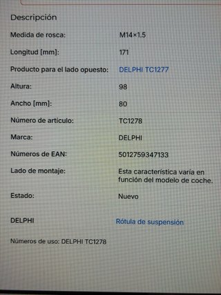 Rotula Mini Cooper Delphi TC1278