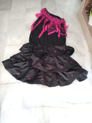 Vestido Flamenca Negro y Rosa Talla 52/54