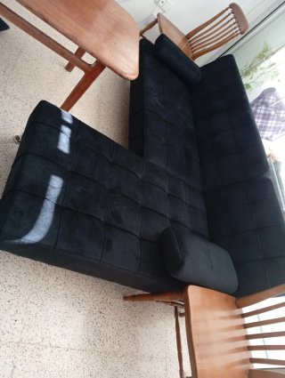 Divano modulare nero in tessuto
