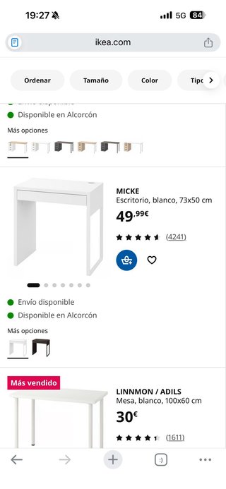 Mesa de ordenador Ikea blanca