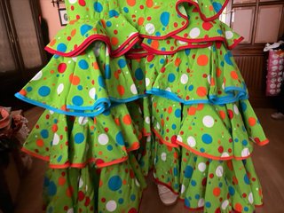 Traje Flamenca Verde Lunares Colores