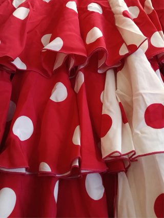 Traje Flamenca Rojo Lunares Blancos