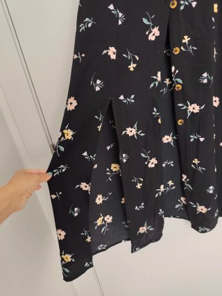 Vestido largo floral negro