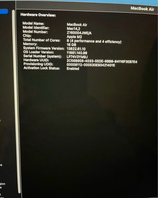 MacBook Air M2 16GB 256GB