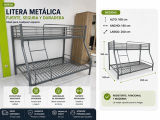 Litera Matrimonial Gris Nueva