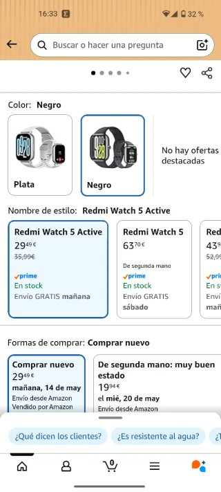 Xiaomi Redmi Watch 5 Active Negro