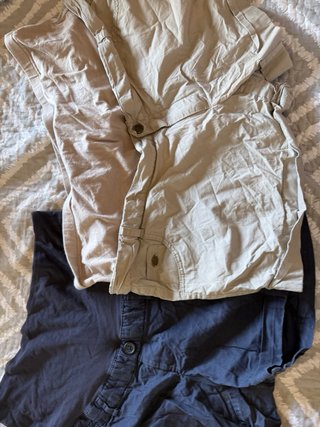 Pantalones cortos premamá Kiabi talla 42 y blusa