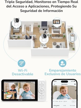 GHB Cámara Vigilancia Bebé WiFi 2K