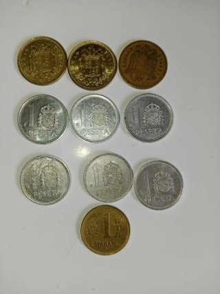 Lote de 10 Monedas 1 Peseta España Diferentes Años