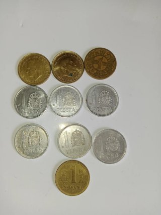 Lote de 10 Monedas 1 Peseta España Diferentes Años