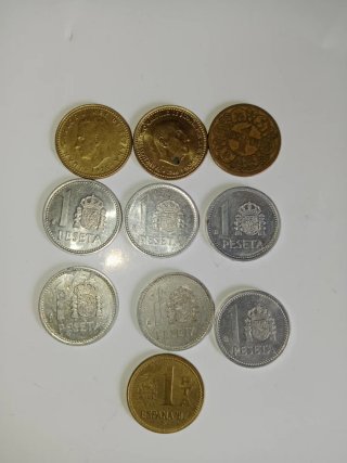 Lote de 10 Monedas 1 Peseta España Diferentes Años