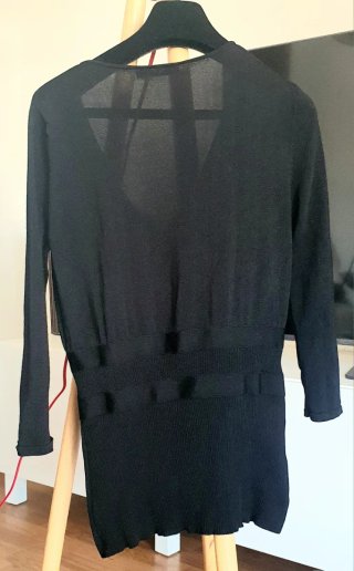 Top Pedro del Hierro Negro Escote V Manga Larga