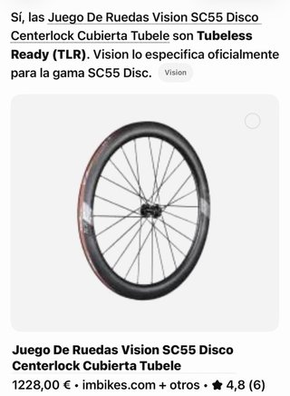 Ruedas de carbono para bicicleta VISION DB SC55