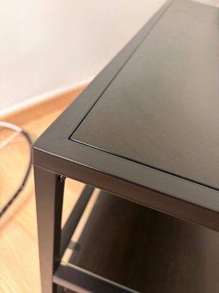 Mueble TV metal negro y cristal