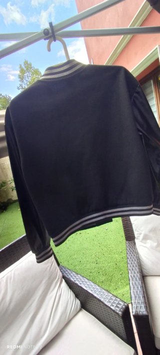 Cazadora Universitaria S Negra y Beige