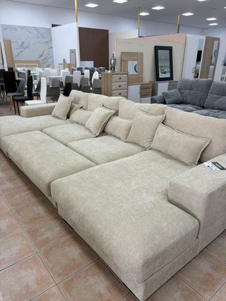 MEGA SOFA CAMA RINCONERA 7 PLAZAS BEIGE ANTIMANHAS