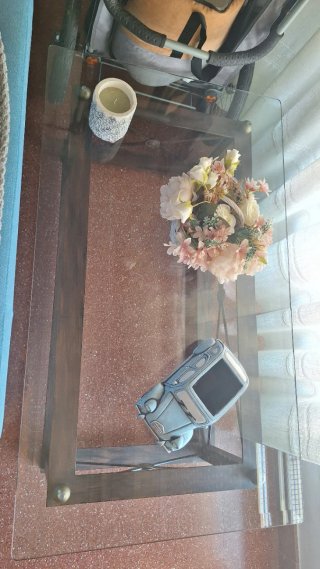 Mesa centro metálica con cristal 120x70 impecable