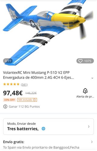 Aereo RC Eachine Volantex P51 Mustang V2