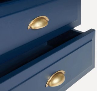 Vitrina azul de madera y cristal