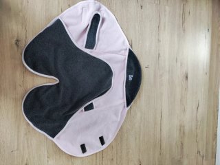 Saco para bebé gris con ribete rosa