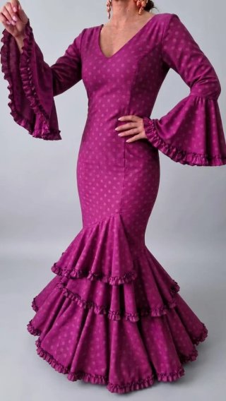 Traje de Flamenca Morado con Lunares