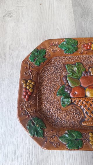 Bandeja Vintage Cerámica Frutas Cesta 80s