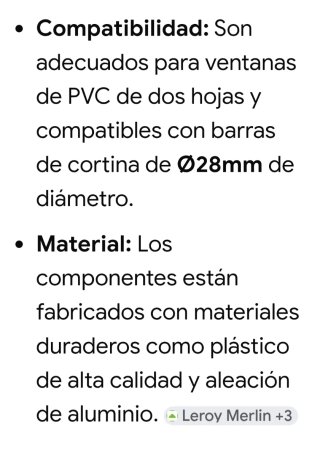 Kit Soportes Cortina Ventana PVC IB+ easy