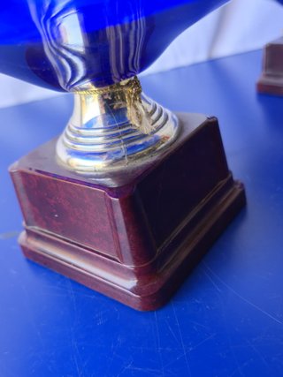 Sculture Vintage in Vetro Blu Design a Conchiglia