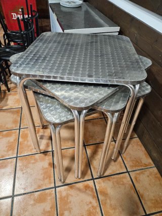 Regalo mesas de terraza apilables metálicas