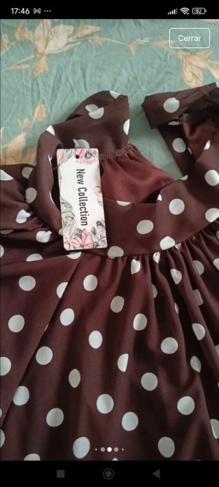 Vestido largo marrón lunares