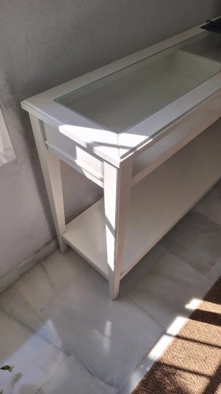 Mesa consola blanca con cristal