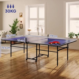 Mesa de Ping-Pong Plegable con 4 Ruedas Red Azul