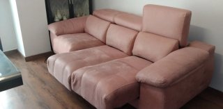 Sofá 3 plazas rosa 250x100 deslizante y abatible