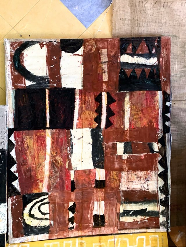 Pittura astratta africana Tonalità di terra 120x100