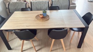 Mesa de comedor extensible madera y metal