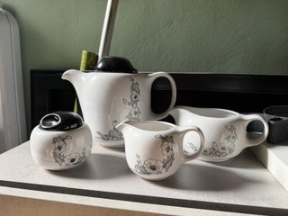 Juego café vintage porcelana 4 piezas