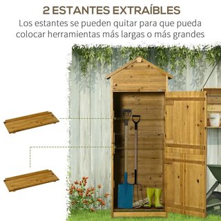 Armario Jardín Madera 191cm 3 Estantes 2 Puertas