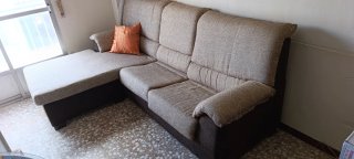 Sofá Chaiselongue Beige y Marrón