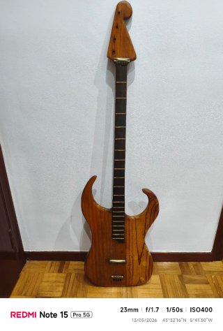 Guitarra hecha a mano en una pieza