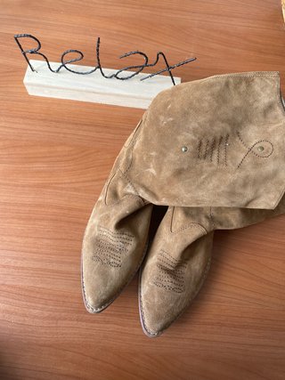 Botas de ante beige/marrón