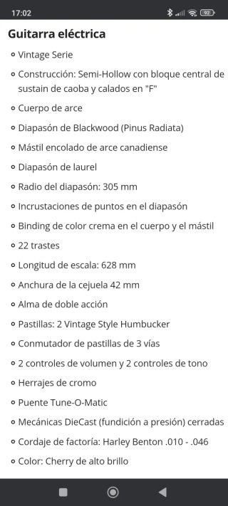Guitarra Eléctrica Harley Benton HB-35 Roja