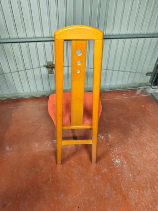Sillas de comedor madera y tela roja