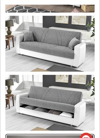 Sofá Cama Gris y Blanco