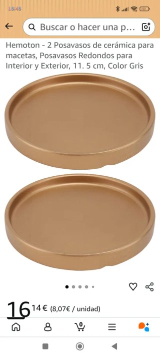 Posavasos para macetas dorados de cerámica