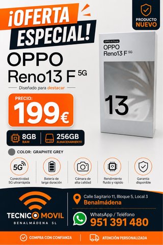 Oppo Reno13 F 5G 256GB Grigio